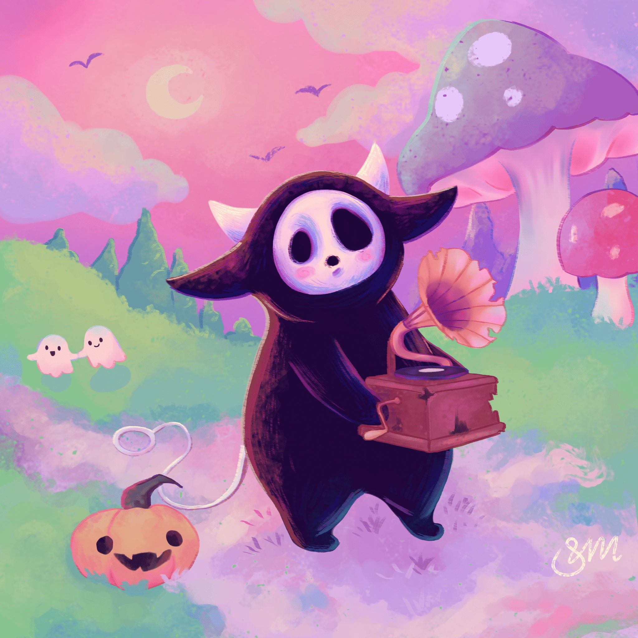 Cover art estilo fantasía con estética tierna